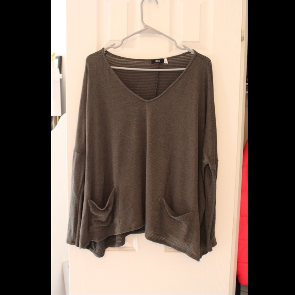 BDG Green Sweater with Pockets